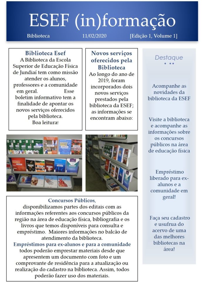 Informações Da Biblioteca | ESEF